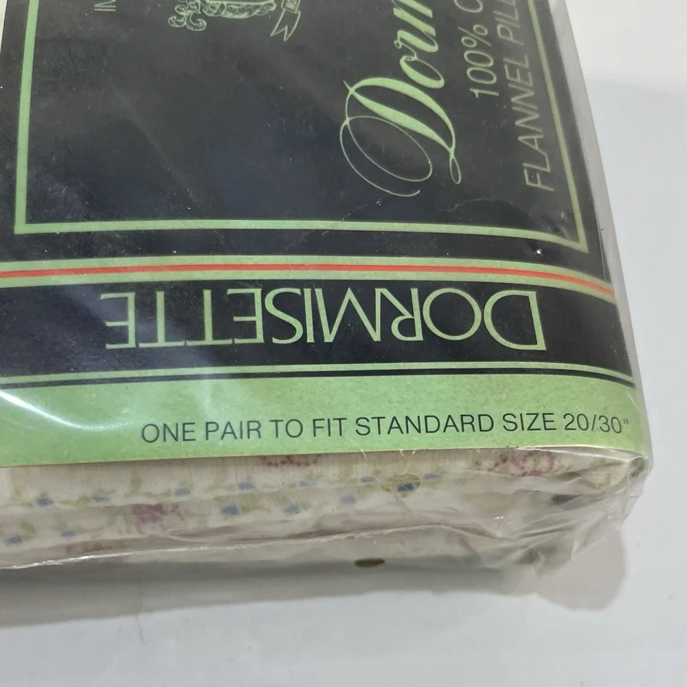 Vtg Dormisette Ultimate 100%‎ Cotton Flannel Pillowcases New Deadstock Cottage